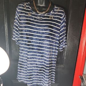 Navy Striped Women's Blouse